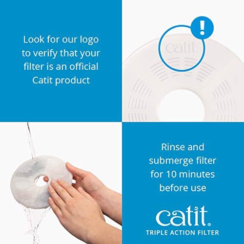 Catit Triple Action Replacement Original Water Fountain Filters, 5 Pack – Official Replacement Filters for Catit Cat Drink...