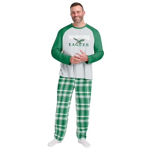 FOCO Philadelphia Eagles Men's Retro Throwback Pajama Shirt and Pants Lounge Set