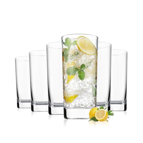 OUWO Highball Glasses Set of 6, 13oz Tall Drinking Glasses, Water Glass for Kitchen, Tom Collins Glasses, Mojito Glass Cup...