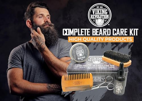 Viking Revolution - Ultimate Beard Kit - Beard Grooming Kit with Beard Brush, Beard Comb, Beard Balm, Beard Oil, Beard & M...