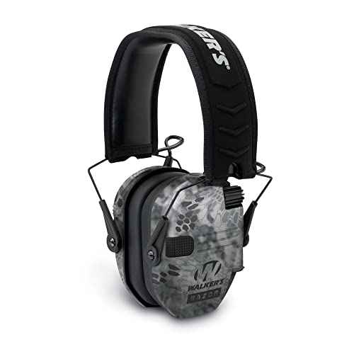 Walker's Razor Slim Electronic Muff (Raid) with Case and Shooting Glasses Bundle (3 Items)