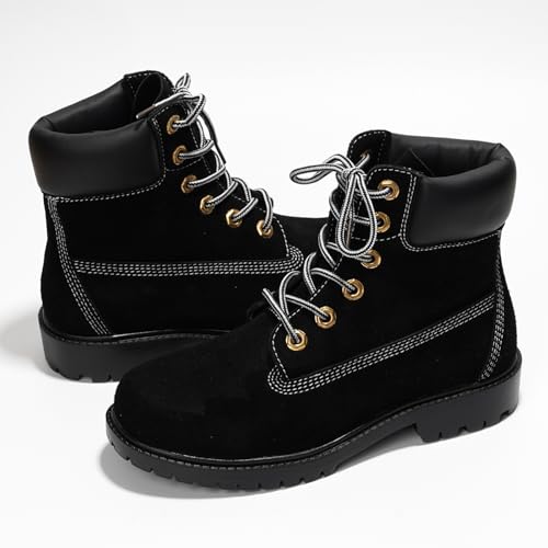 Cape Robbin Cow Suede Leather Slip-Resistant Ankle Boots Womens - Lace-Up Combat Boots - Water-Resistant Fall Moto Boots, ...