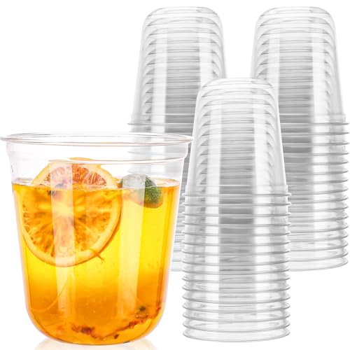 Xuelimei 12oz Disposable Stemless Glasses,PET Disposable Drinking Cups,Cold Party Clear Plastic Wine Glasses for Parties B...