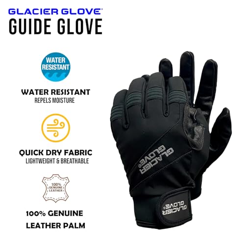 Glacier Glove Unisex Guide Water-Resistant Lightweight Breathable Flexible Adjustable Durable Genuine Leather Palm Hunting...