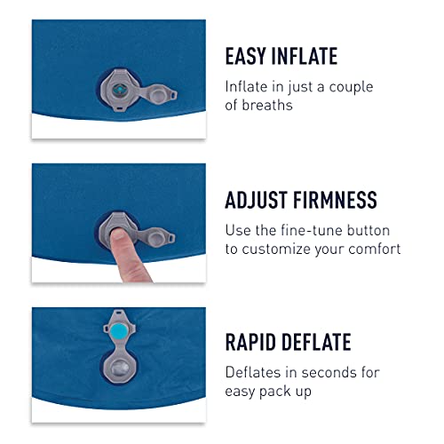 Sea to Summit Aeros Premium Inflatable Travel Pillow, Large (16.5 x 11), Navy Blue