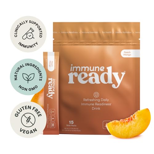 Immune Ready™ Electrolytes Powder Packets - Vitamin C Immune Support Drink Mix with Zinc, D3 & Beta Glucan - Low Sugar Hyd...