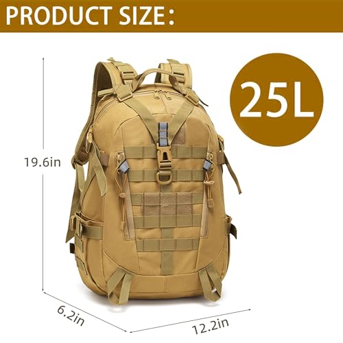 aiGear Tactical Backpack for Men, 25L Military Backpack, 3-Day Bug Out Bag for Camping Hiking Hunting with Molle System Ar...