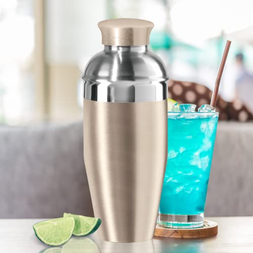 OGGI Classic Cocktail Shaker Gold Stainless - 26 oz, Stainless Steel Construction, Built in Strainer - Ideal Home Bar Drin...