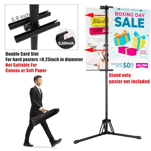 GSOW Poster Stand for Display, 80'' Adjustable Sign Stand Tripod, Retractable Poster Board Stand Double-Sided Banner Stan...