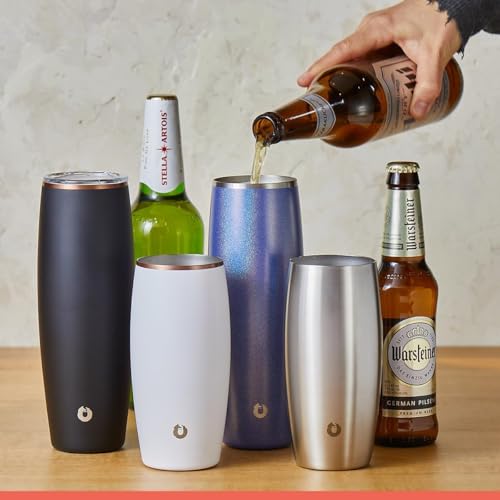 SNOWFOX Premium Vacuum Insulated Stainless Steel Beer Glass With Lid, Home Bar Accessories, Elegant Bartending, Lightweigh...