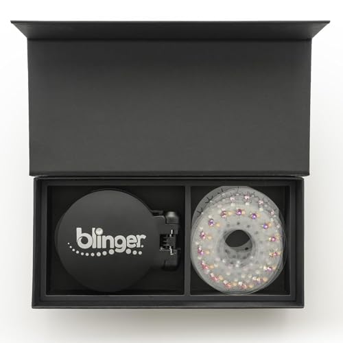 blinger¢ç Vanity Starter Set ? as seen on Shark Tank | Hair Gem Stamper + 150 Precision-Cut Glass Crystals | Easy To Use Hair-Safe Accessories for Women | Hair Jewelry for Festivals, Parties & Gifts