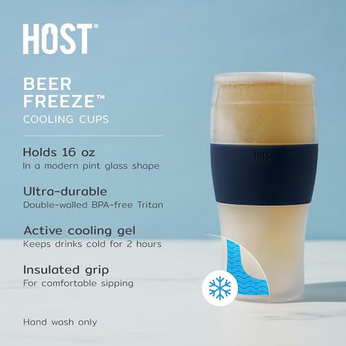 Host Freeze, Frozen Mugs, Freezable Pint Set, Beer Keep Your Drinks Cold, Double Walled Insulated Glasses, Tumbler for Ice...