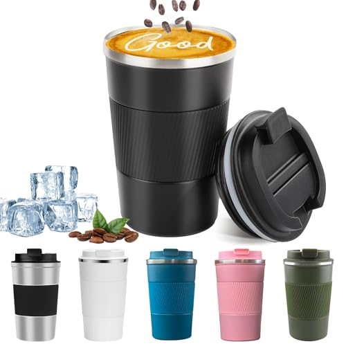 YINBAOGE Insulated Travel Coffee Mug, Spill & Leak Proof, Portable To Go Camping Stainless Steel Coffee Tumbler, Reusable ...