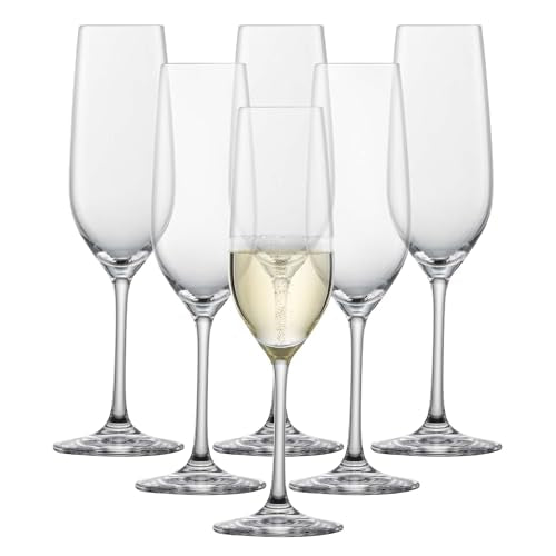 SCHOTT ZWIESEL Forté Champagne Flute (Set of 6), Champagne Glasses with Effervescence Point, Dishwasher-Safe Machine-Made ...