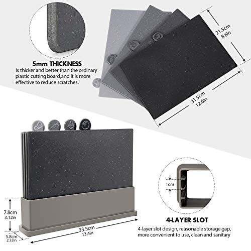 MASTERTOP Cutting Board Set for Kitchen - Index Plastic Chopping Board Set of 4, BPA Free, No Slip, Dishwasher Safe, Thick...