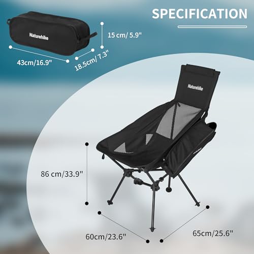 Naturehike Ultralight Camping Chair, Portable Backpacking Chair with Storage Bag, Lightweight Compact Collapsible Camp Chair