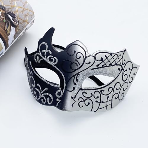 Abkolul Masquerade Mask for Men Black, Halloween Venetian Adult Masquerade Masks, Mardi Gras Mask