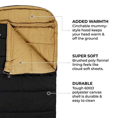 TETON Sports Deer Hunter Sleeping Bag, Warm and Comfortable Camping Sleeping Bag, Teton Tough Canvas Shell for Camping, Hu...
