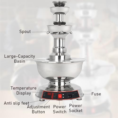 3-Tier Wine Fountain Machine - 3.5L Electric Stainless Steel Beverage Dispenser with 0-100℃ Temperature Adjustment, Suitab...