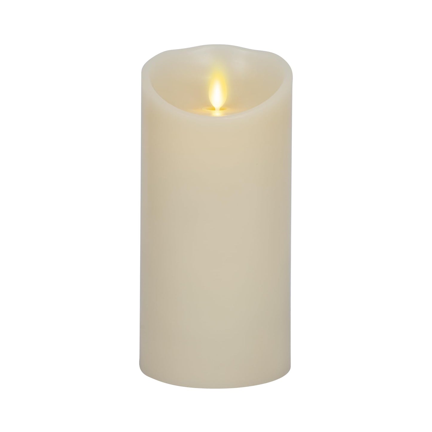 Luminara Scalloped Edge Flameless LED Candle, Ivory 3.5" x 7", Real Wax Pillar, Battery Operated Moving Flame with Timer, Unscented
