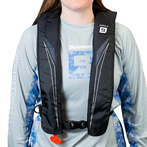 BLUESTORM Cirrus26 Inflatable PFD Life Jackets for Adults | US Coast Guard Approved Automatic Life Vest w/Manual Override ...