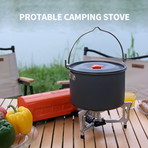 INFOOD Portable Butane Gas Camping Stove - 7500 BTU Compact Folding Design with Carry Bag for Backpacking, RV Trips, Picni...