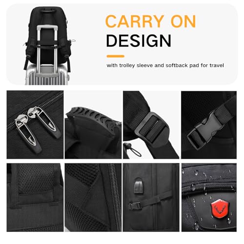 KEQIKAI Travel Backpack 50L, 17 Inch Laptop Backpack for Men Women, Large Waterproof Carry On Backpack, TSA Friendly Fligh...