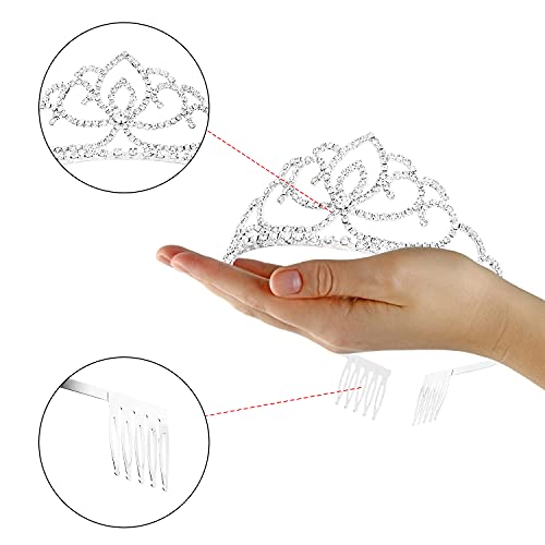 FASOTY Silver Tiara Crystal Crown with Combs Elegant Princess Tiaras and Crowns for Women Girls Rhinestone Headband for Br...