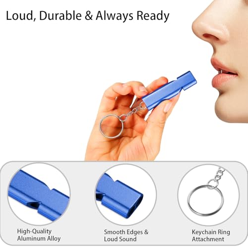 Premium Extra Loud Whistles for Camping Hiking Hunting Outdoors Sports and Emergency Situations, Sturdy but Light Aluminiu...