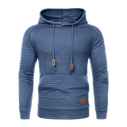 COOFANDY Mens Hoodies Pullover Casaul Long Sleeve Drawstring Waffle Knit Hooded Sweatshirt with Kanga Pocket