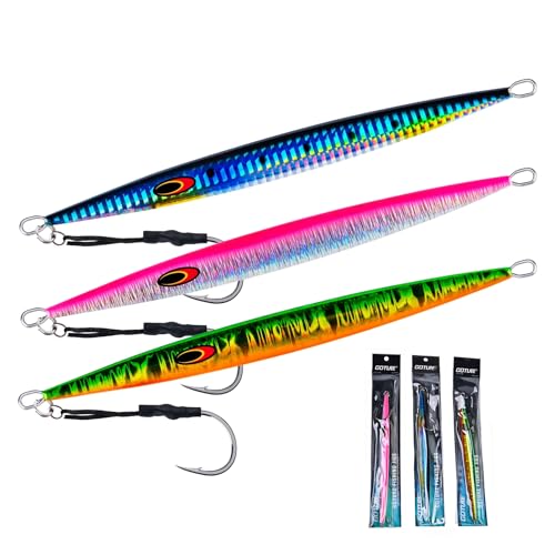 Goture Fishing Jigs Saltwater,60g-400g Vertical Jigs with Assist Hook, Speed Fast Jig Deep Sea Fishing Jigging Spoon Lures...