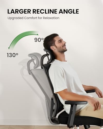 Marsail Ergonomic Office Chair Ergonomic Gaming Chair with Lumbar Support, 2D Headrest, Adjustable Armrests, Contoured Sea...
