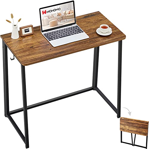 WOHOMO Folding Desk for Small Spaces, 31.5 Inch Foldable Computer Desks, Small Desk for Home Office, Study, Bedroom, Space...