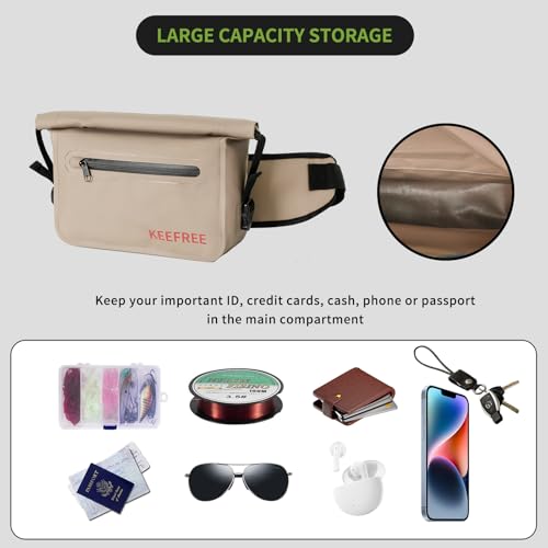 KEEFREE Waterproof Roll Top Waist Bag,Fishing Fanny Pack with Adjustable Strap Multi-functional Lightweight Tackle Bag for...