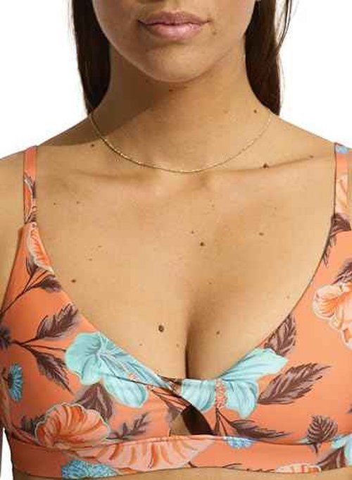 Seafolly Women's Standard Active Hybrid Bralette Bikini Top with Center Keyhole Detail, Garden Party Melon