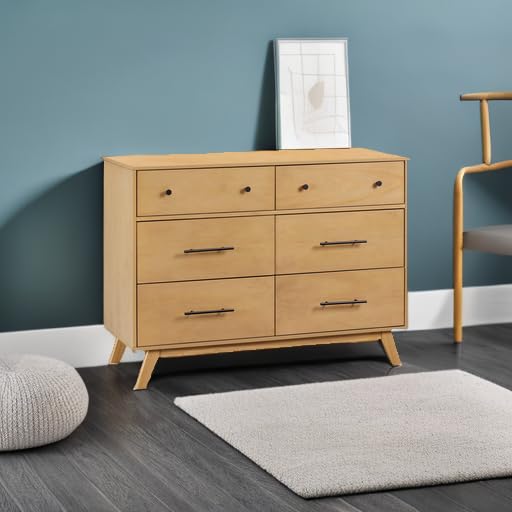 DaVinci Otto 6-Drawer Baby Dresser for Bedroom - GREENGUARD Gold Certified - Multi-Purpose Storage Double Chest of Drawers for Boys and Girls - Dresser for Kids Bedroom, Living Room, Nursery - Honey