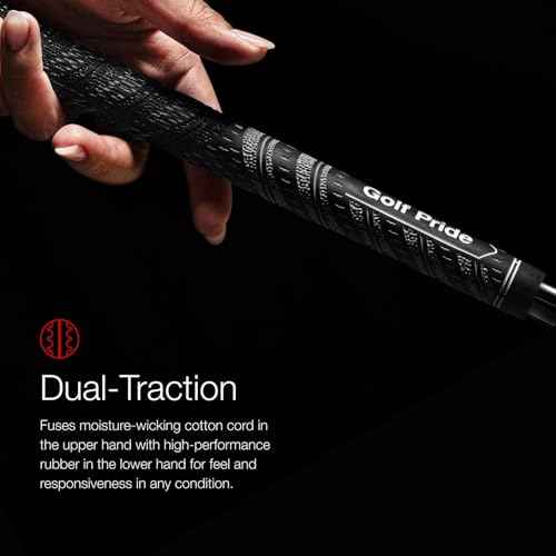 Golf Pride MCC Golf Club Grip - All-Weather Hybrid Grip - Brushed Cotton Cord & Pebbled Texture - Moisture-Wicking Technology - Black