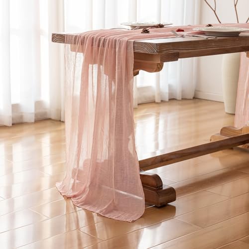 Keketoarrange Pink Valentines Day Decorations Table Runner Cheese Cloth Rustic Gauze Cheesecloth Table Runner 120 Inch 10 ...