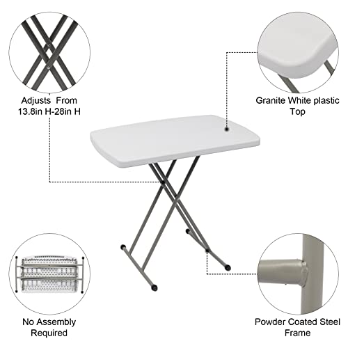 VINGLI Small Adjustable Folding Table, 13.8 in-28 in Height Personal Laptop TV Tray, HDPE Plastic Top with Steel Frame, 30...