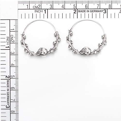Stainless Steel Hoop Earrings with Skulls, Circle Huggie Hinged for Women
