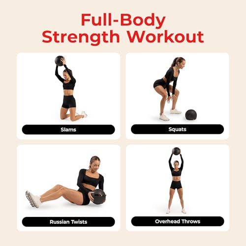 Sunny Health & Fitness Ultra-Durable Slam Ball, Sand Filled No-Bounce Core, Non-Slip Grip ? Available in 10?50 lbs