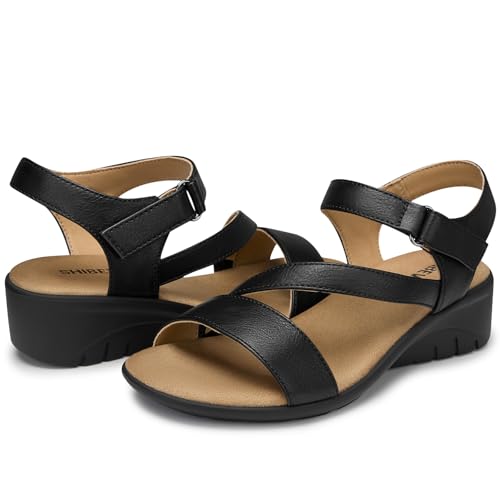SHIBEVER Dressy Wedge Sandals for Women: Summer Casual Platform Strappy Arch Support Comfortable Walking Womens Wedges San...