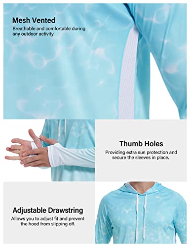Roadbox Men's Performance Fishing Hoodie, UPF 50+ UV Sun Protection Rash Guard, Outdoor Long Sleeve Water Hiking Swim Shirts