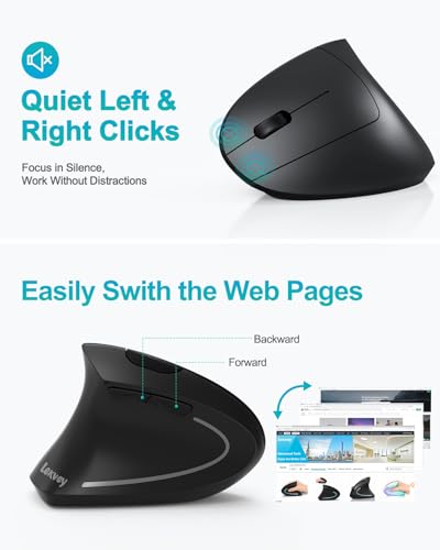 Lekvey Left Handed Ergonomic Mouse, Vertical Wireless Mouse for Left Hand, 2.4G USB Carpal Tunnel Lefty Mouse, 3 Adjustabl...