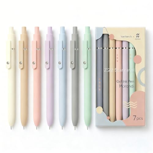 Vanhench 7Pcs 0.5mm Black Ink Gel Pens Fine Point Smooth Writing Quick Dry Pens for Journaling Note Office Desk Nurses Tea...