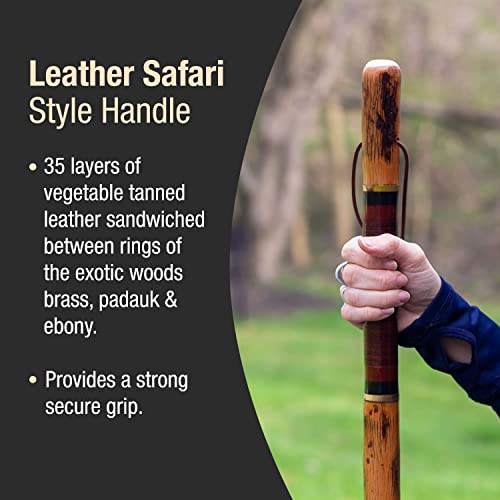 Brazos Rustic Wood Walking Stick, Hickory, Traditional Safari Style Handle, for Men & Women, Made in The USA