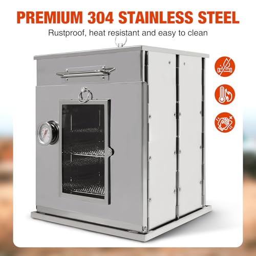 REDCAMP 14"H Foldable Camping Oven with 2 Tier Grill, Stainless Steel Portable Camping Stove for Baking Cinnamon Rolls, Br...