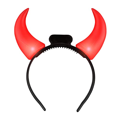 FlashingBlinkyLights Large Red Devil Horns Light Up Headbands