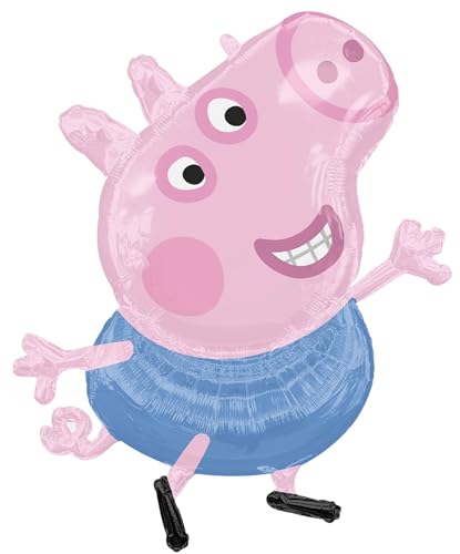 Anagram Peppa and George 3rd Birthday Party Supplies Pig Foil Balloon Bouquet Decorations, BQ_4283