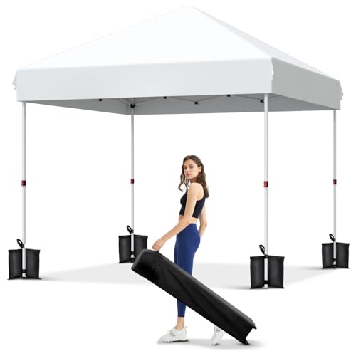 Garvee 10x10 Pop Up Canopy Tent Outdoor Canopy One-Person Set Up Heavy Duty Commercial Instant Tent Shelter, 0-Sidewall